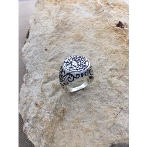 Seal of Solomon Hz. Süleyman'ın Prophetic Seal Silver Men 'S Ring