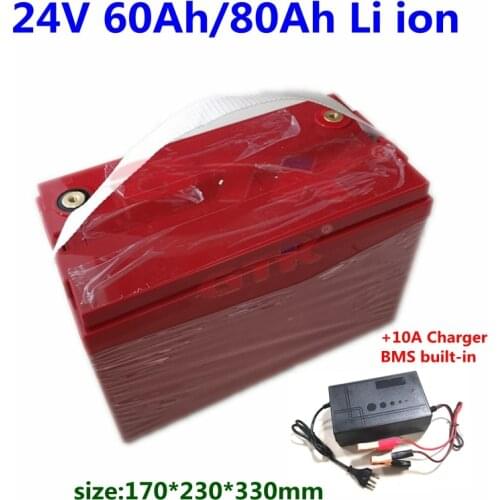 Rechargeable 24V 60AH 80ah Lithium ion Battery 25.9V Li-ion Waterproof IP68 Box for UPS Solar energy Golf Car
