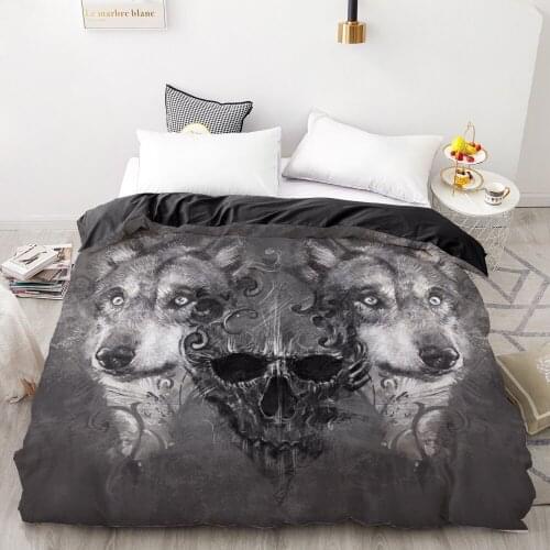 3D Print Duvet Cover Custom Design,Comforter/Quilt/Blanket case Queen/King,Bedding 220x240,Bedclothes Animal Skull Wolf