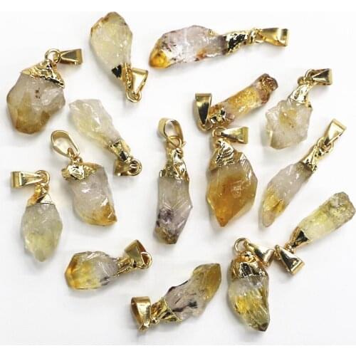 Fashion Amethysts Pendant Natural Stone Irregular Citrines Pendant, DIY Jewelry Making Earring Accessories Pendant Accessories