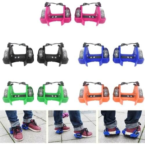 1Pair Light Up Flash Heel Wheel Roller Skates LED Kids Rollerskate Training Shoe Strap on Child Street Skating Roller Adjustable