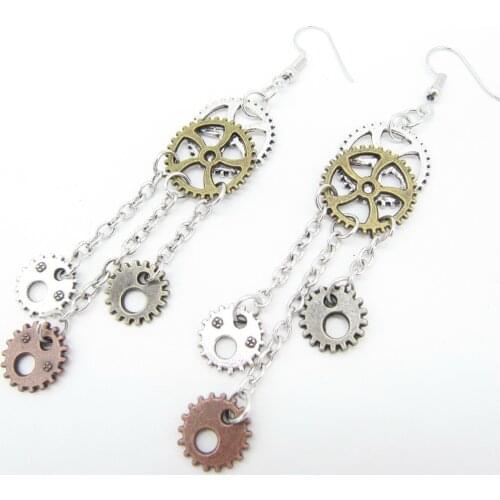 2018 Cykopv The Original Design Gears and Chain Tassels Steampunk Fashion Earring