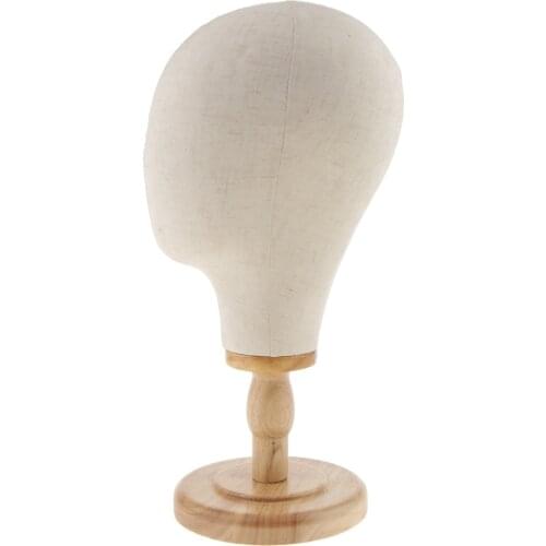 21' Mannequin Head Wig Making Head Cork Canvas Head Wig Hat Glasses Display With Mount Hole and Detachable Stand