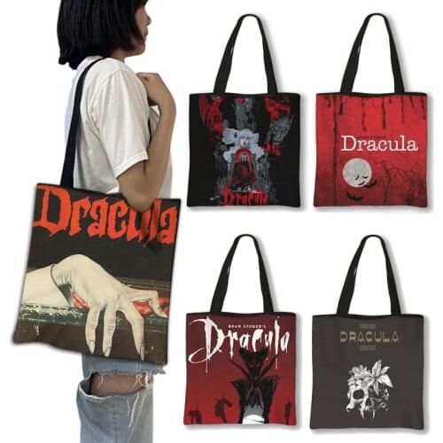 DRACULA VLAD TEPES Totes Bag Women Handbag Vampire Ladies The Impaler Terror Shoulder Bag for Travel Portable Shopping Bags