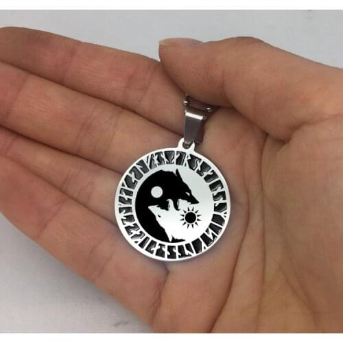 Unique Disc Pendant Necklace Yin Yang Wolf Moon Sun Charm Necklaces Jewelry Best Gift for Friend YP6698