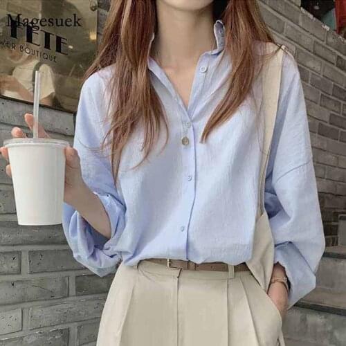 Plus Size Women Spring Autumn New Long Sleeve Satin Loose Blouse Korean Style Vintage 2020 Cardigan Mid-length White Shirt 12290