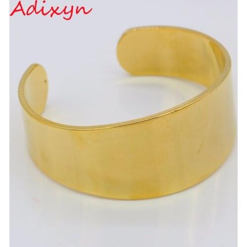 Adixyn Gold Width 2.5CM Bangle for Women Gold Color & Copper Bracelet Trendy Dubai Ethiopia African Arab Jewelry N01192