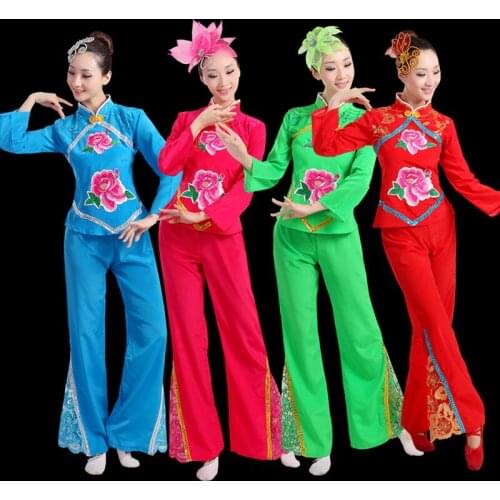 Chinese style Hanfu female adult suit middle-aged old drums Yangko dance costumes square dance costumes