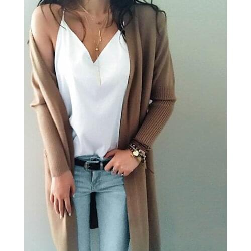 Chifirena Long Cardigan for women Casual Open Stitch Sweater Jacket Long Sleeve Pocket Oversized Knitted Cardigans Coat Female