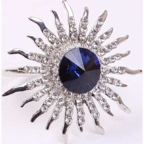 10PCS/Sunflower blue satellite stone napkin ring table setting for family gathering, western food wedding banquet