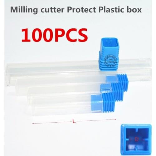 100pcs-Free shipping cnc solid carbide end mill plastic box,cuboid milling cutter box,transparent tungsten steel knife PP box