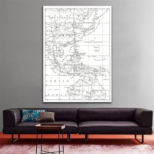 225x150cm Vintage Philippines Map(1900) Non-woven Retro World Map of Southeast Asia Travel Poster Wall Art Picture Decoration