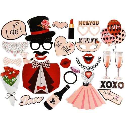 28PCS Photo Booth Prop Set DIY Photo Prop Party Photo Prop For Valentines Day Party Decoration Props 2020 new