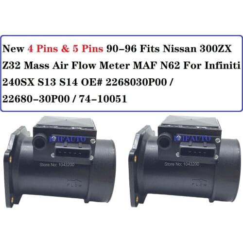 New 90-96 Fits Nissan 300ZX Z32 Mass Air Flow Meter MAF N62 For Infiniti 240SX S13 S14 OE# 2268030P00 / 22680-30P00 / 74-10051