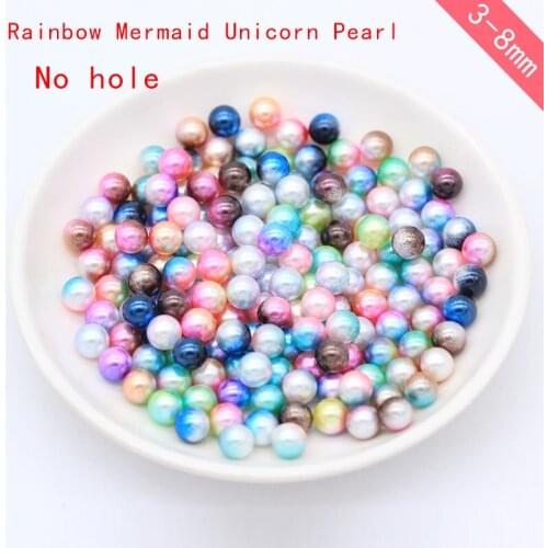 4/5/6/8/10mm rainbow color No hole Imitation Pearl acrylic Loose Beads for necklace earring DIY hairdress jewelry Making finding