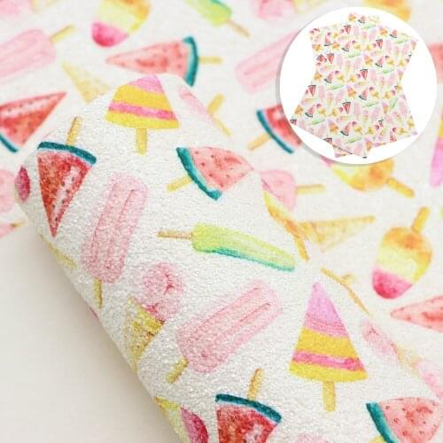 David accessories 20*33cm Pineapple Printed Chunky Glitter Faux Synthetic Leather Fabric for Bow DIY Handmade Materials,1Yc13858