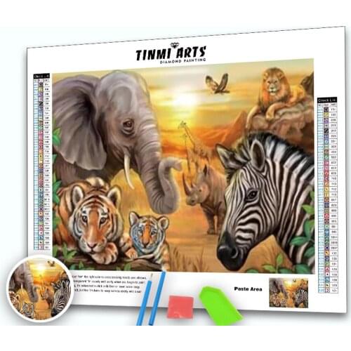 5D DIY Diamond Painting Tiger & Lion Cross Stitch Kit Mosaic Diamond Embroidery Full Round Drill Animal Family Home Decor