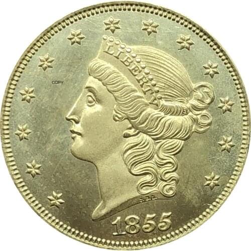 United States America Liberty Head Double Eagle US 1855 1855 O 1855 S Twenty Dollars No Motto Gold Coins Brass Metal Copy Coins