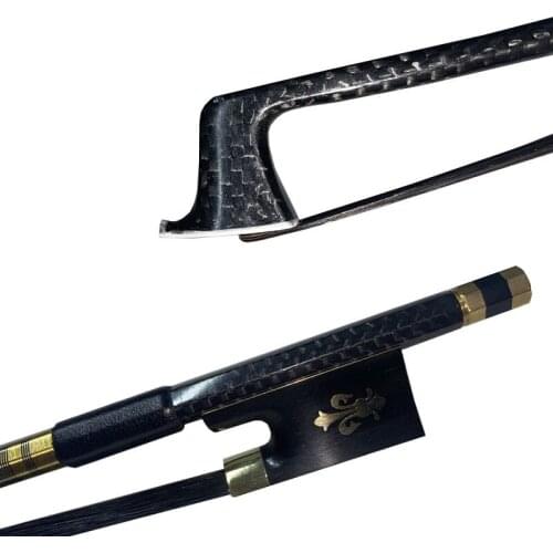 Free shipping 3pc plaid Carbon fiber violin bow 4/4 size new black horse hair professional Gold ebony Fleur-De-Lys frog