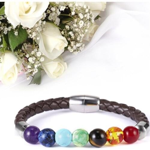 Natural Stone 8mm 7-Colors Beads Bracelet Magnetic Yoga Balance Pray Jewelry For Men Women Hand Chain Jewelry Decor Gift Party