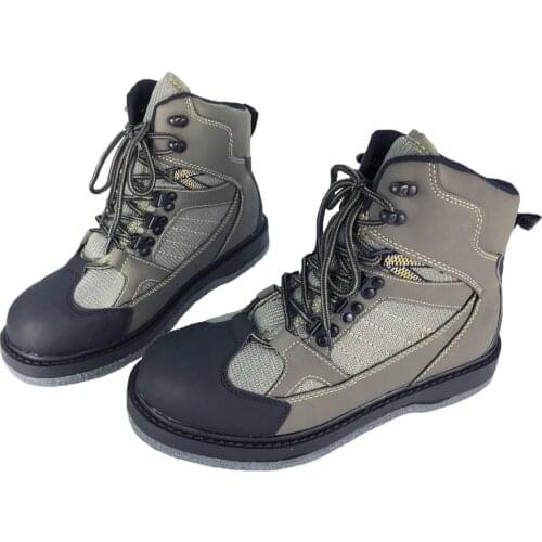 Fly Fishing Shoes Wading Hunting Upstream Leaking Water Shoe Felt Sole Breathable Professional Rock Leather Lace up Shoes FM2