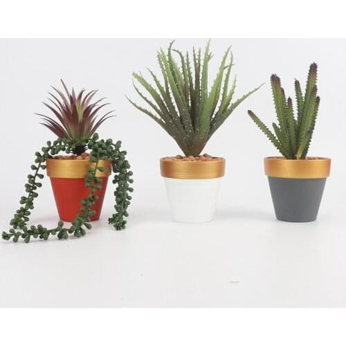 Mini Terracotta Pot Clay Gold Lining Ceramic Flower Pot Pottery Cactus Pots Succulent Nursery Pots Indoor Succulent Pot