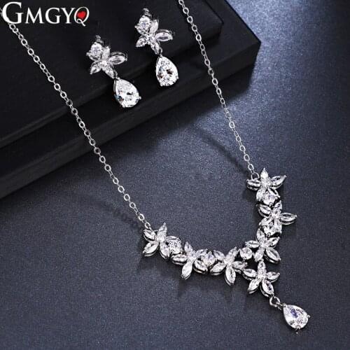 GMGYQ Nigerian Jewelry Set For Women Cubic Zirconia 2 Piece Set Women Fashion Jewelry Sets Womens Accessories