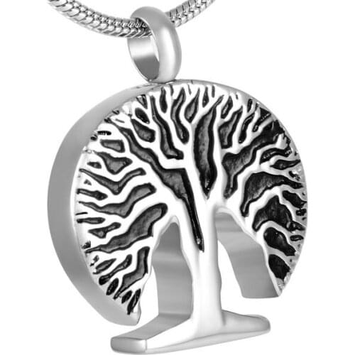 IJD8313 Wholesale Cremation Jewelry Funeral Urn-Stainless Steel Tree of Life Keepsake Memorial Locket for Human/Pet Ashes