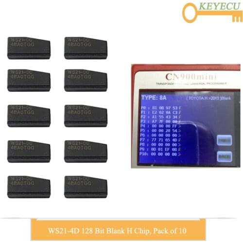 KEYECU 10 Pieces/ Lot, WS21-4D ( 128 Bit ) Blank H Chip Used for Tango, Transponder Key Chip for Toyota 2013 2014 2015 2016 2017