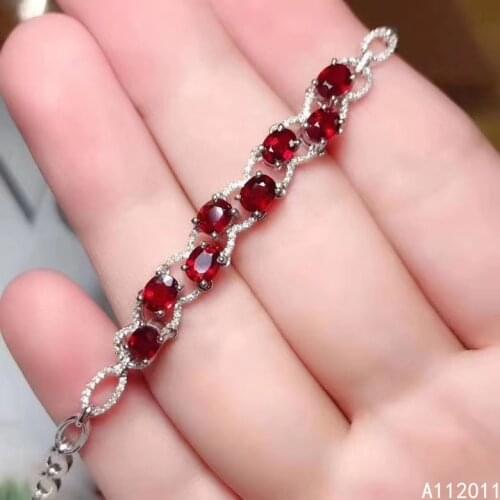 KJJEAXCMY Fine Jewelry 925 Sterling Silver inlaid gemstone ruby popular women hand bracelet support test hot selling