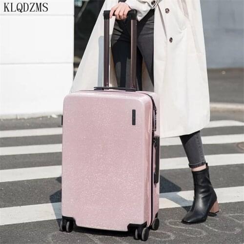 KLQDZMS 20"24" inch personality shinny girls rolling luggage travel suitcase spinner trolley luggage for travelling
