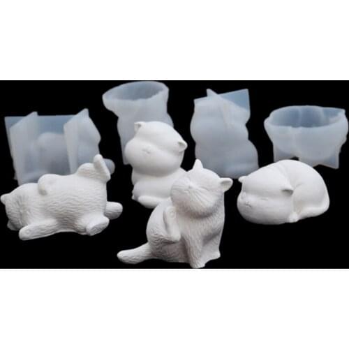 Crystal Epoxy Silicone Mould Animal Doll Three-dimensional Cat Gypsum Aromatherapy Car Decoration Swing Table DIY mold