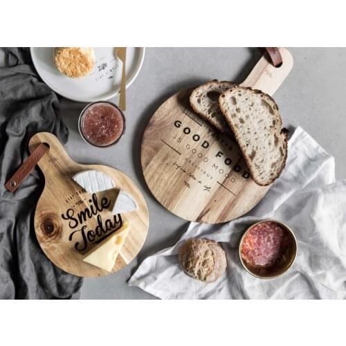 Round solid wood kitchen household chopping board bread fruit vegetable cutting board dinner breakfast wooden dish plate