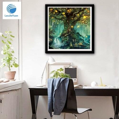 LaoJieYuan beautiful colorful beads diamond on print canvas diamond painting