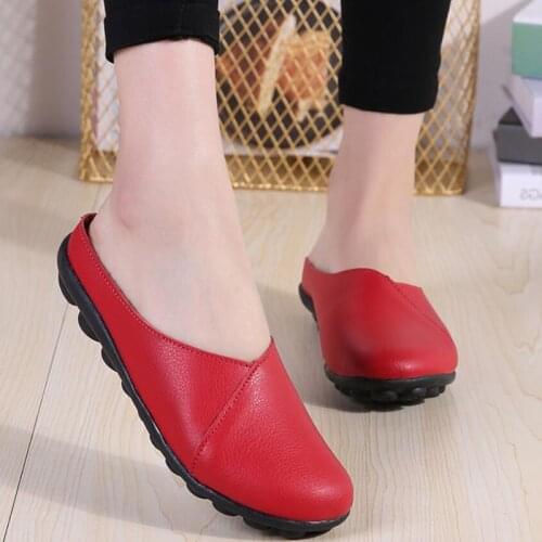 Cow Muscle Ballet Summer Women Genuine Leather Shoes Woman Flat Flexible Nurse soft Peas Loafer Flats flip flops women