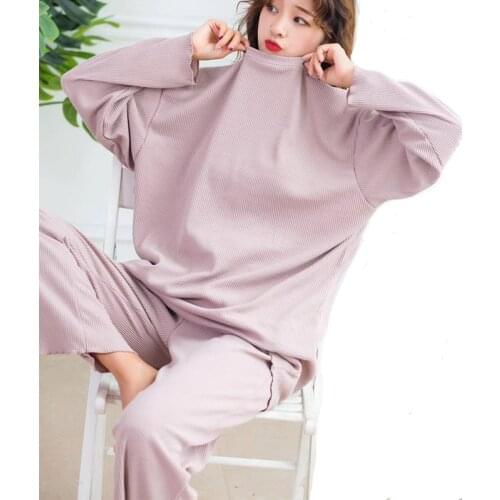 Hot Sale Womens Pajamas Sets Suit women Autumn Spring Female Pyjamas Soft Cotton Pijamas Sleepwear Casual Homewear 2PCS