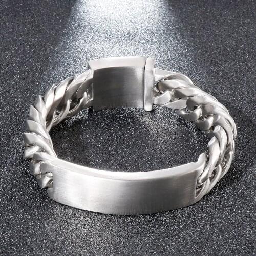Mans Punk Big Bracelets Bangle 18mm Stainless Steel ID Chain Bracelet For Men Brushed Surface Never Scratch JB42451-D