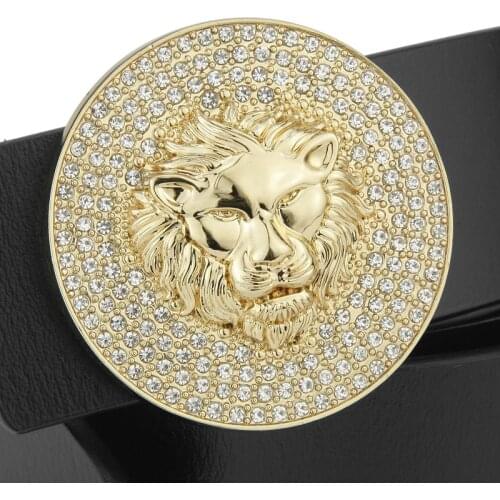 Fashion Lion buckle designer belts men high quality genuine leather luxury Waist Strap classic black casual male cowhide belts