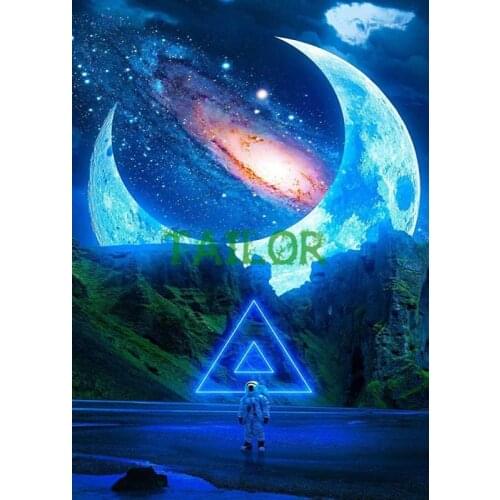 Home Decor Gift haft diamentowy kit set Full square Cross stitch 5D diamond painting Cuadros landscape art Mosaic colour moon 11