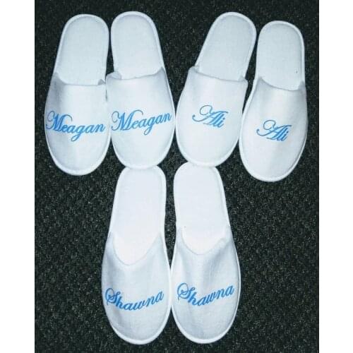 Set of 5 custom names birthday Wedding Bridesmaid Bridal Bride Slippers Hens Night Bachelorette Spa Slippers party favors gifts