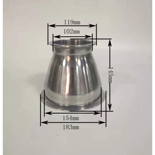 Stainless Steel 304 6.5'' (154mm)OD183mmx4''(102mm)OD119mm Sanitary Tri Clamp Concentric Reduce