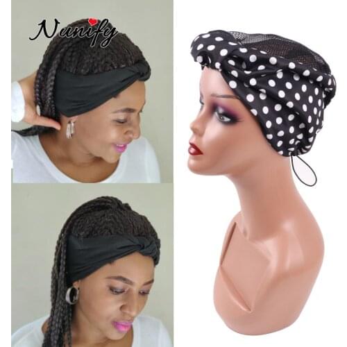 Nunify Free Size Headband Wig Cap For Making Crochet Braid Headband Wigs Drawstring Wig Grip Cap With Hair Band Edge Weaving Cap