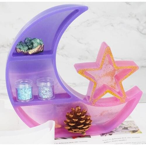 DIY Crystal Silicone Storage Mold Moon Star Large Tray Table Epoxy Resin Mold Eclipse Pendant Mold Jewelry Crafts Making