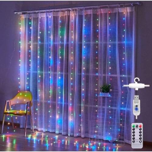 Led Garland Curtain for Room New Years Wedding Christmas Lights Decorations Curtains for Home Festoon Lights Decor Fairy Lights