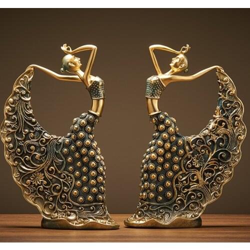 Peacock Dancer Figurine Resin Handcarfts Dancing Girl Statue Figurine Home Living Room Office Craft Decoration Accessories