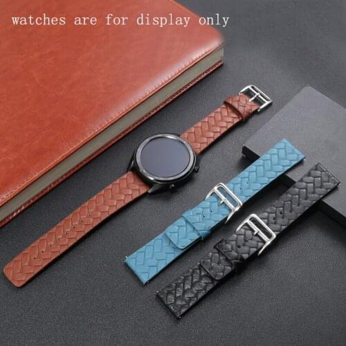 Woven Cow Leather Watchband For Huawei GT/2pro 22mm Genuine Leather Strap For Samsung S3 Quick Release Bracelet