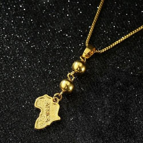 Personality Creative Africa Map Pendant Luxury Domineering Mens Gold Color Pendant Necklace Trend Hip Hop Men Cocktail Jewelry
