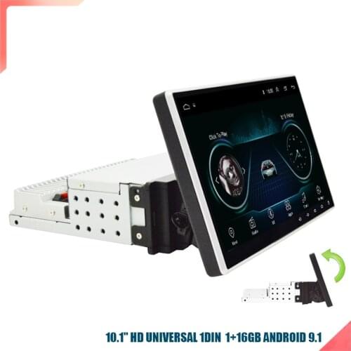 1DIN Adjustable Universal 10.1" Car Stereo Radio 1GBRam 16GBRom 1080p Touch Screen Gas Wifi