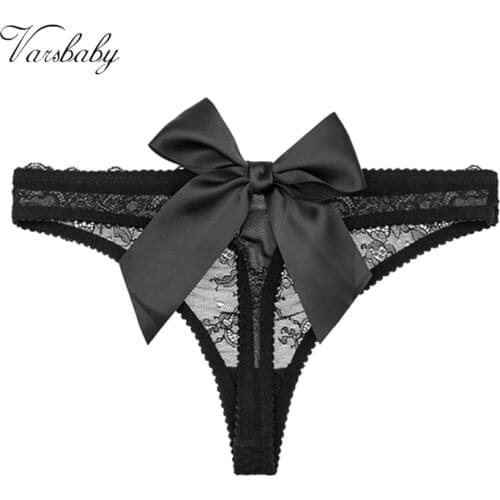 Varsbaby super big bow transparent thong women sexy lace T pants 3 PCS /LOT