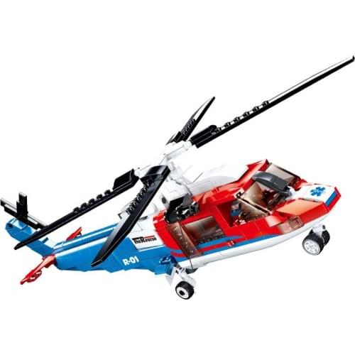 Military Series Maritime emergency rescue helicopter S76-D Model Building Blocks Bricks Toys Gifts